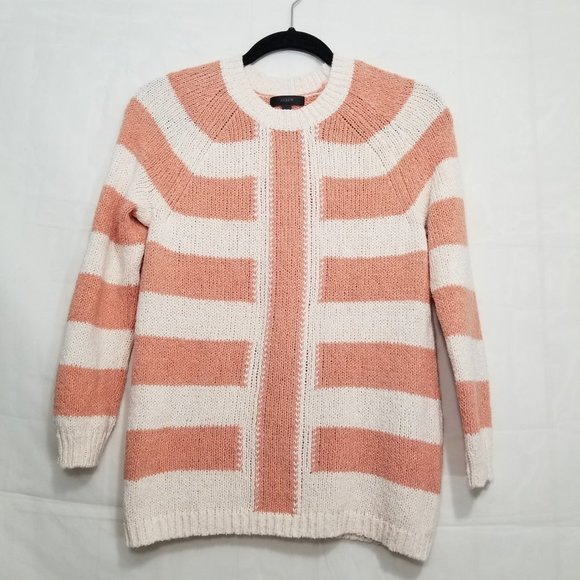 J Crew mixed stripe sweater ivory peach size S - Picture 1 of 8